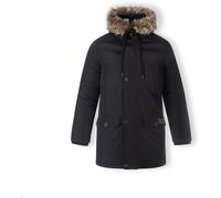 Minoti Men Padded Parka Jacket With Faux Fur Hood Black Noir X Large Male