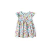 MINOTI Robe bleu clair / jaune / rose, Taille 74-80