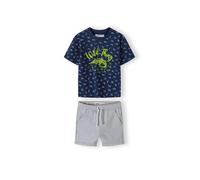 MINOTI Set bleu foncé / gris chiné / citron vert, Taille 122-128