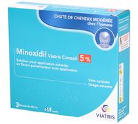 MINOXIDIL VIATRIS CONSEIL 5% 3 FLACONS Solution(S) 3x60 ml