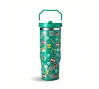Minrcraft Bouteille d'eau de voyage à double paroi en acier inoxydable 900 ml - Bouteille isotherme anti-fuite avec poignée de transport - Garde les boissons chaudes et froides