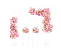 MINRS Arche de mariage en métal de 2 x 2 m - Avec 2 supports de fleurs de 80 cm de haut - Peut être utilisée comme décoration DIY pour mariages, anniversaires, fêtes d'anniversaire, remises de