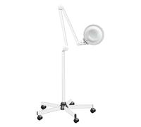 MINRS Lampe loupe LED 5 dioptries Lampe loupe avec loupe et lumière et pied 125 mm Intensité variable Trépied roulant Lampe loupe pour lecture/bureau/travail
