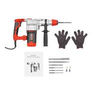 MINRS Marteau perforateur 2200 W Perceuse à percussion 0-930 tr/min avec poignée antidérapante rotative à 360 °, 4 forets hélicoïdaux, 1 burin plat, burin pointu et mallette