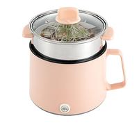 MINRS Multicuiseur à riz, petit cuiseur à riz, capacité de 1,7 l, casserole antiadhésive 300 W et 600 W, mijoteuse à sauté, cuiseur vapeur en acier inoxydable, pot intérieur en acier inoxydable,