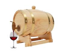 MINRS Petit tonneau en bois de chêne - 3 l - Fût à whisky en bois de chêne - Avec support et robinet - Pour vin et spiritueux - Décoration