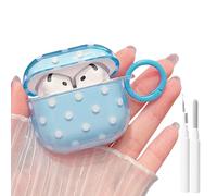 MINSCOSE Coque transparente pour AirPods 4 avec kit de nettoyage, design esthétique rétro à pois mignons, coques rigides en plastique avec porte-clés, coque de protection en TPU pour femmes et filles