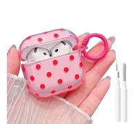 MINSCOSE Coque transparente pour AirPods 4 avec kit de nettoyage, design rétro esthétique à pois mignons, coques rigides en plastique avec porte-clés, coque de protection en TPU pour femmes et filles
