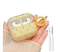 MINSCOSE Coque transparente pour AirPods Pro 2e/1ère génération avec kit de nettoyage, design esthétique à pois mignons, coques rigides en plastique avec porte-clés, coque de protection en TPU pour