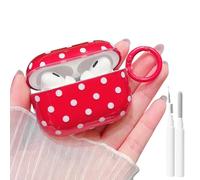 MINSCOSE Coque transparente pour AirPods Pro 2e/1ère génération avec kit de nettoyage, design esthétique à pois mignons, coques rigides en plastique avec porte-clés, coque de protection en TPU pour