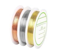 MINSHUXI 3Pcs Fil de Cuivre 10m x 0,4mm Fil de Fer Bijoux Fil Artistique pour Bijoux Perles Fil Metallique Argent/Doré/or Rose pour la Fabrication de Bijoux et Modélisation et Sculpture