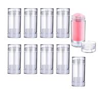 Minsily Lot de 10 flacons de déodorant ronds vides de 75 ml - Bâtons de remplissage vides transparents pour baume à lèvres - Flacons rechargeables pour déodorant, rouge à lèvres, crayon, chapstick
