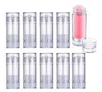 Minsily Lot de 10 flacons ronds vides de 15 ml pour déodorant - Remplissage par le bas - Pour baume à lèvres - Tube vide en plastique transparent - Pour déodorant, rouge à lèvres, crayon, chapstick