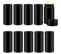 Minsily Lot de 10 récipients vides de 75 ml pour déodorant en plastique - Rechargeables - Tubes ronds pour baume à lèvres - Pour déodorant, rouge à lèvres et crayons (noir)