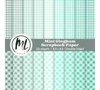 Mint Gingham Scrapbook Paper Pad: Shades of Mint Collage Papers, Craft Paper for DIY Card Making, Scrapbooking, Junk Journaling, Mixed Media, Collage ... Arts and Crafts for Kids, 8.5 x 8.5 inch