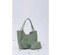 Mint green SHK108 faux leather women hand and shoulder bag with wallet and makeup bag