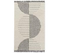 Mint Rugs Design Akan Tapis à Poils Longs épais et Doux, résistant et Facile d'entretien pour Chambre, Bureau ou Salon Crème/Noir 80 x 150 cm
