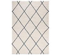 Mint Rugs Feel Flokati Tapis à Poils Longs Doux et Moelleux Motif Losanges pour salon, Cuisine, couloir ou Chambre à Coucher, pétrole 160 x 230 cm, polypropylène, crème, Vert pétrole