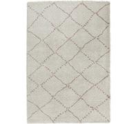 Mint Rugs Hash Tapis de Salon à Poils Longs Doux et Moelleux à Poils Longs Motif à Losanges pour Salon, Cuisine, Couloir ou Chambre à Coucher Crème Rose 120 x 170 cm