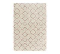 Mint Rugs Luna Shaggy Flokati Tapis à Poils Longs Doux et Moelleux Motif géométrique pour Salon, Cuisine, Couloir ou Chambre à Coucher 160 x 230 cm Polypropylène Crème Rose