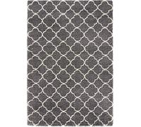 Mint Rugs Luna Shaggy Tapis de Salon à Poils Longs, Doux et Moelleux, Motif géométrique, pour Salon, Cuisine, Couloir ou Chambre à Coucher, Gris crème, 160 x 230 cm