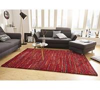 Mint Rugs Tapis à poils longs chic, doux et moelleux, couleur unie chiné (80 x 150 cm, hauteur des poils : 3 cm, 100 % polypropylène, robuste et compatible avec un chauffage au sol), rouge, fibres synthétiques