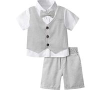 mintgreen Bébé Garçon Formel Costume Ensemble, Gris Clair, 4-5 Ans | Bébé Garçon Costume Baptême Ensemble, Mariage Tenue Cérémonie Chemise Pantalon Bretelles Doux Respirant