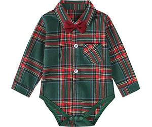 mintgreen Body Mariage Bebe Garçon, Noël Nouveau-né Grandir Plaid Gentleman Noeud Papillon Gilet Chemise, Vert, 12-18 Mois, 90