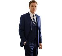 mintgreen Costume Homme Mariage 3 Pieces Costume Business Slim fit à Un Bouton, Couleur Unie, Ensemble Blazer & Gilet & Pantalon, Bleu Marine, XL