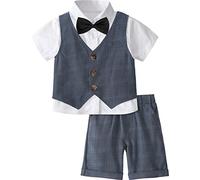 mintgreen Costume Mariage Enfant Garcon, Vetement de Baptême Bébé Ensemble Gilet, Bleu Marin, 12-18 mois