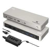 Minthouz Station d'accueil Thunderbolt 4 avec adaptateur 160 W, 8K @ 60 Hz écrans simples ou triples 4K, Ethernet 2,5 G, 4 ports USB, SD/MicroSD, station d'accueil pour ordinateur portable Windows