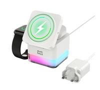 Minthouz Station de charge 3 en 1 pour iPhone, support de chargeur de téléphone et de montre 15 W avec lampe de nuit, cube magnétique pliable Magsafe chargeur sans fil pour iPhone 17/16/15/14/Apple