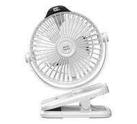 Minthouz Ventilateur Portable USB, Ventilateur Bureau Silencieux avec Clip, Batterie 8000mAh Rechargeable, 5 Vitesses, Idéal pour Camping, Poussette, Maison, Bureau (Blanc)