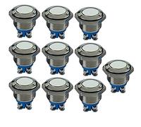Mintice 10 Pièces 16mm Haute Sommet Véhicule de Voiture Commutateur Momentané Interrupteur à Bascule Acier Inoxydable Bouton Poussoir 3A / 250V 2Pin