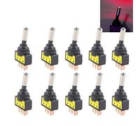 Mintice 10 Pièces Interrupteur Inverseur à Bascule Levier Commutateur 12V 20A LED Lumineuse Rouge Voiture Moto