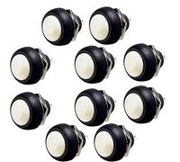 Mintice™ 10 X Interrupteur Bouton Poussoir Rond 12mm Blanc pour Voiture Automobile Bateau Lot de momentané Moto