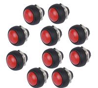 Mintice™ 10 X Interrupteur Bouton Poussoir Rond 12mm Rouge pour Voiture Automobile Bateau Lot de momentané Moto