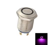 Mintice™ 12mm Lumière violet de LED 2A Momentané Bouton poussoir Interrupteur Acier inoxydable Imperméable Voiture Bateau