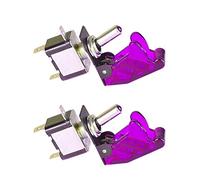 Mintice™ 2 X Interrupteur Commutateur à Bascule Levier SPST ON/OFF Couvercle Violet Lumière LED 20A 12V pour Voiture Camion Bateau Moto
