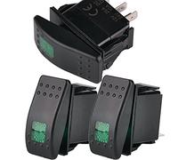 Mintice™ 3 X 12V 20A vert imperméable véhicule voiture bleue LED Bar lumière interrupteur à bouton-poussoir 3Pin