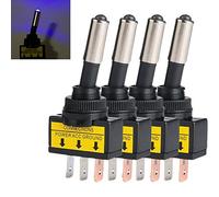 Mintice™ 4 X Interrupteur Inverseur à Bascule Levier 12V 20A LED Bleu Lot de Voiture Moto
