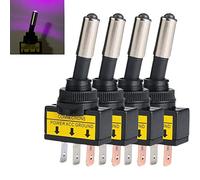 Mintice 5 Pièces Interrupteur Inverseur à Bascule Levier Commutateur 12V 20A LED Lumineuse Violet Voiture Moto