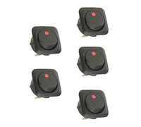 Mintice 5 X Interrupteurs à Bascule à LED Marche/Arrêt de 25mm pour Voiture Bateau Rond Commutateur à Bascule Contrôle Lumière Rouge Camion SPST 12V 25A