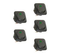 Mintice 5 X Interrupteurs à Bascule à LED Marche/Arrêt de 25mm pour Voiture Bateau Rond Commutateur à Bascule Contrôle Lumière Vert Camion SPST 12V 25A