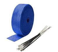Mintice 5CM X 5M Bleu Bande Thermique Echappement Ruban Protection Bande Isolant Moto Tuyeau Collecteur d'échappement avec 6 Attaches Câble