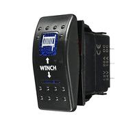 Mintice™ Interrupteur à Bascule Commutateur 7 Broches Momentané Lampe Lumière LED Bleu 12V 20A pour Voiture Bateau (Winch in Out)