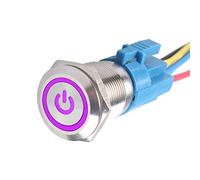 Mintice™ Interrupteur Commutateur Bouton Poussoir en Métal Lumière Eclairage Violet Oeil de l’Ange 19mm 12V 5A pour Voiture Moto