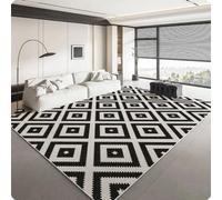 MINTIFNT Art Abstrait Tapis Minimaliste Tapis de Salon Confortable Rafraîchissant Tapis de Chambre Pas de Peluches Facile d'entretien Tapis Blanc Noir Tapis de Sol 160x200cm
