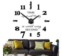 Mintime sans Cadre Grande 3D Bricolage Mur Horloge Mute Miroir Autocollants Maison et Bureau école décoration Noir-14