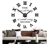 Mintime sans Cadre Grande 3D Bricolage Mur Horloge Mute Miroir Autocollants Maison et Bureau école décoration (Noir-87)